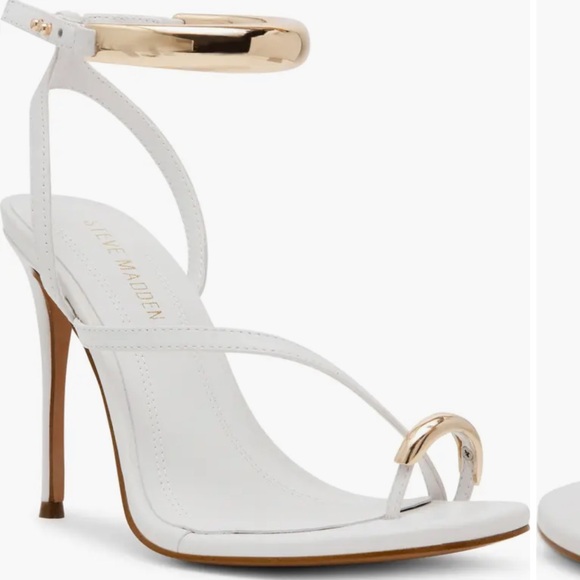 Steve Madden Tia Heels in White with Gold Hardware Women’s Size 8.5 New In Box! - Picture 3 of 14